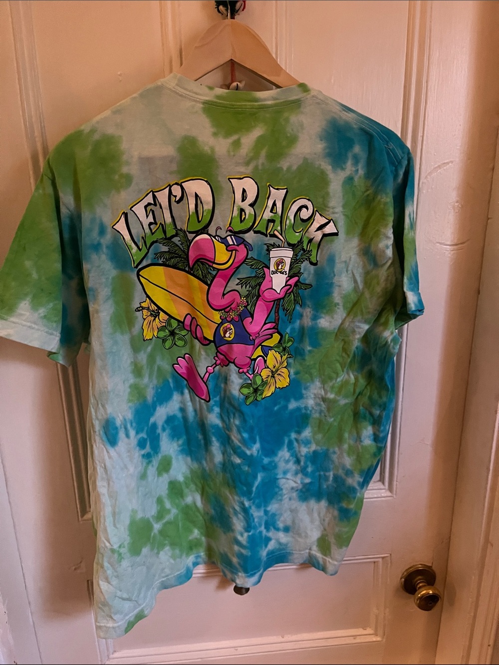 Bucees Tie-Dye Graphic Tee with Cartoon Dog